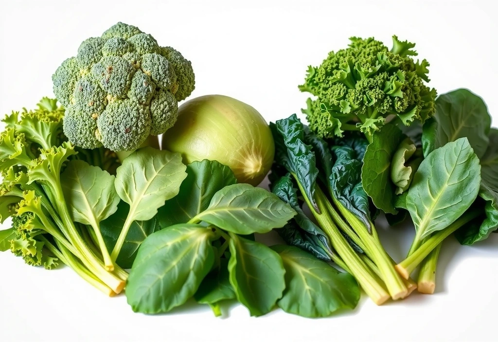 Μια ποικιλία από πράσινα φυλλώδη λαχανικά, όπως μπρόκολο και σπανάκι
