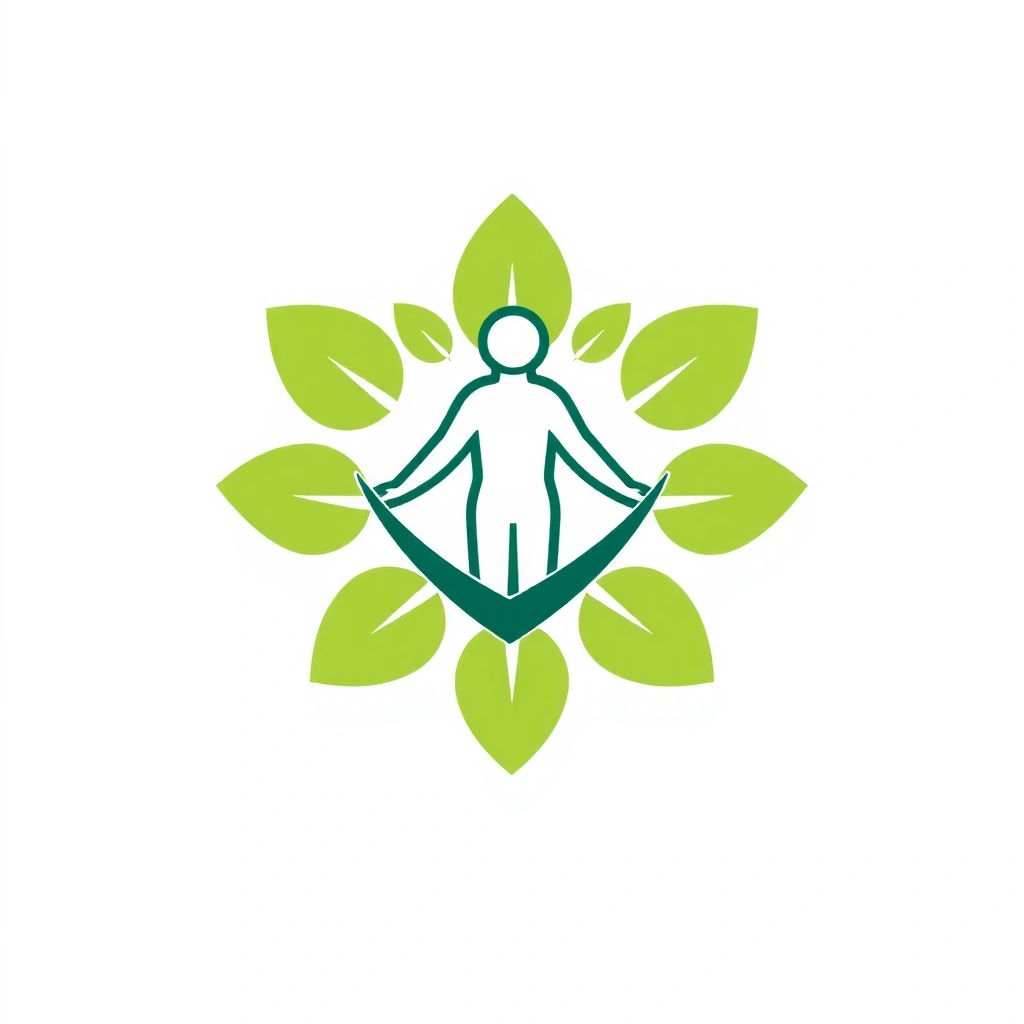 Εικονίδιο που αντιπροσωπεύει υγεία και ευεξία, ίσως ένα σύμβολο καρδιάς με φύλλα ή μια ισορροπημένη φιγούρα.