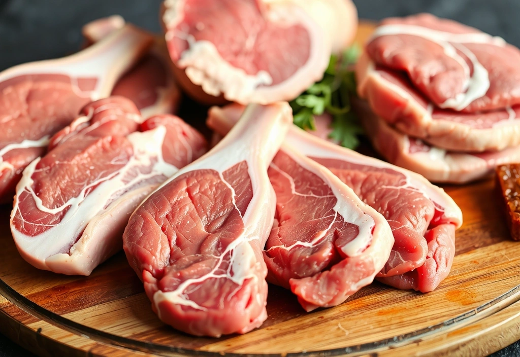 Εικόνα με διάφορα είδη κόκκινου κρέατος σε ένα πιάτο