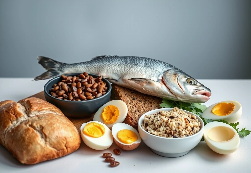 Ποικιλία τροφών πλούσιων σε σελήνιο, όπως ψάρια, ξηροί καρποί, αυγά και δημητριακά